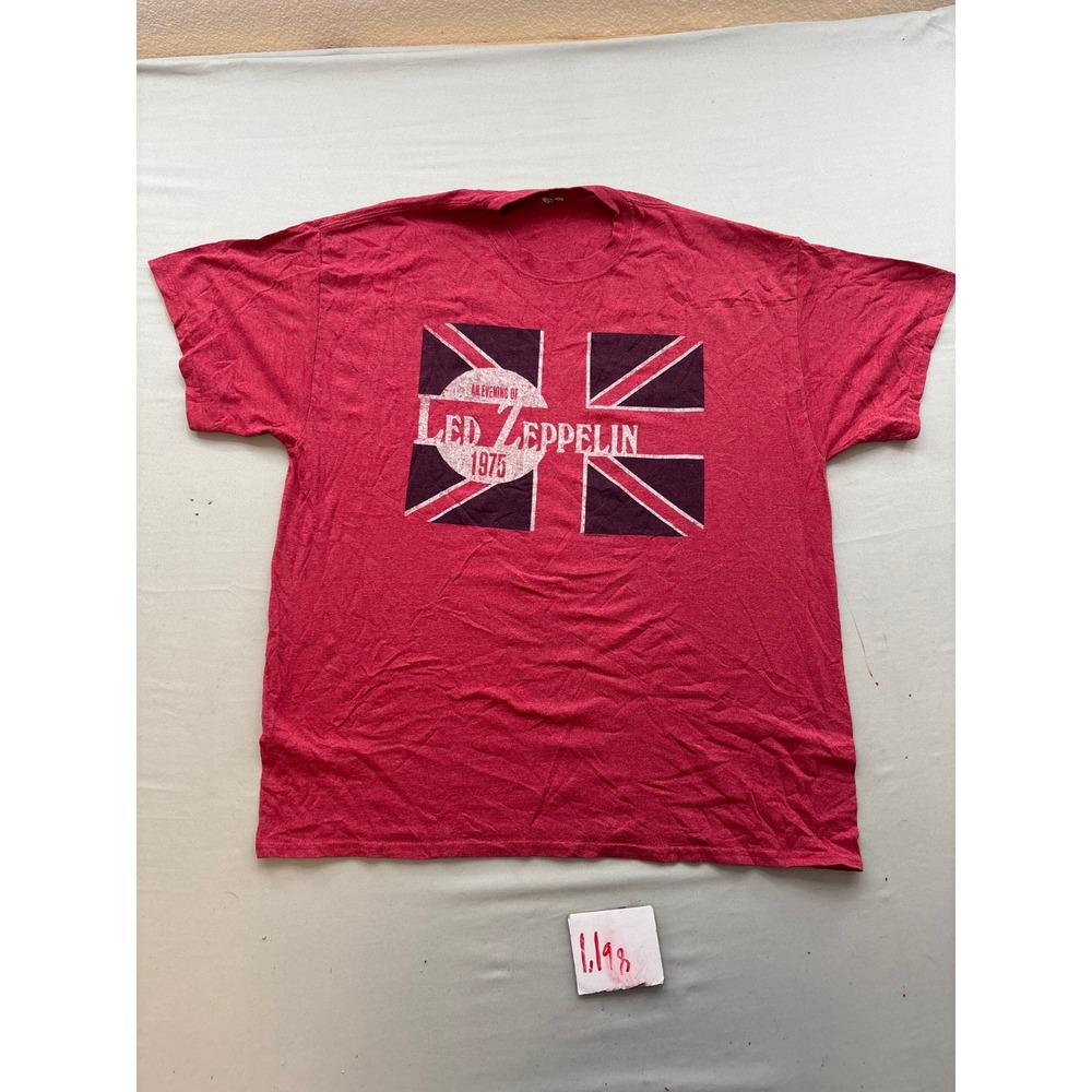 Led Zeppelin 1975 Tour Union Jack Graphic T-Shirt Red Heather Mens XL